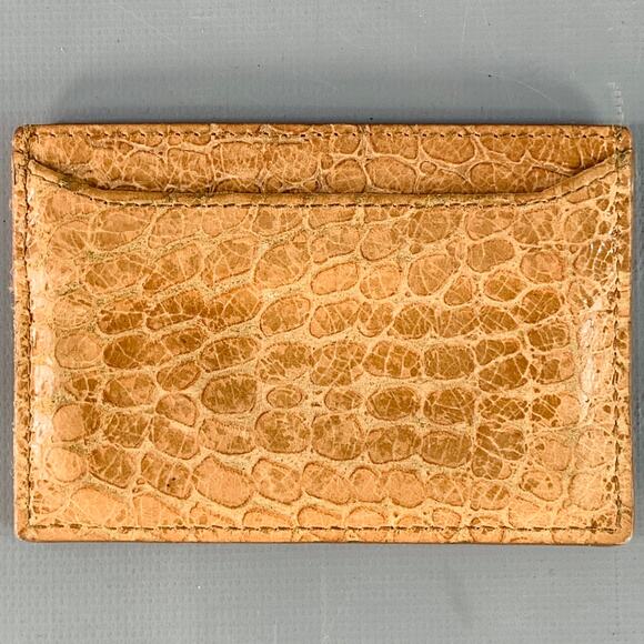 MIU MIU Vintage Tan Croc Embossed Leather Card Case - Picture 2 of 2